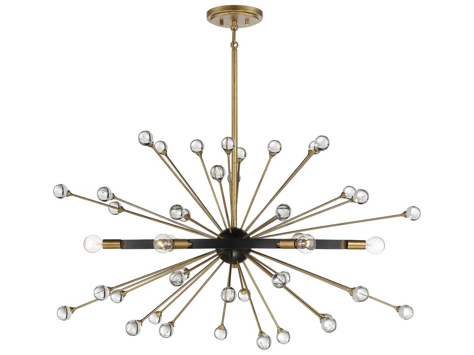 Ariel 6-Light Como Black Gold Linear Chandelier with Crystal Accents