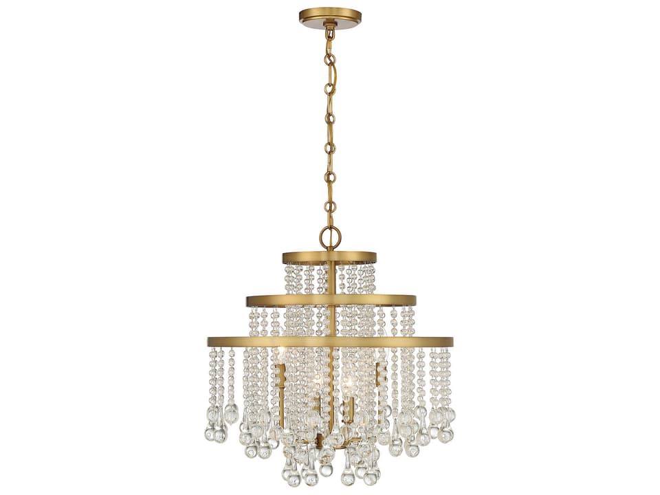 4-Light Luna Chandelier in Warm Brass