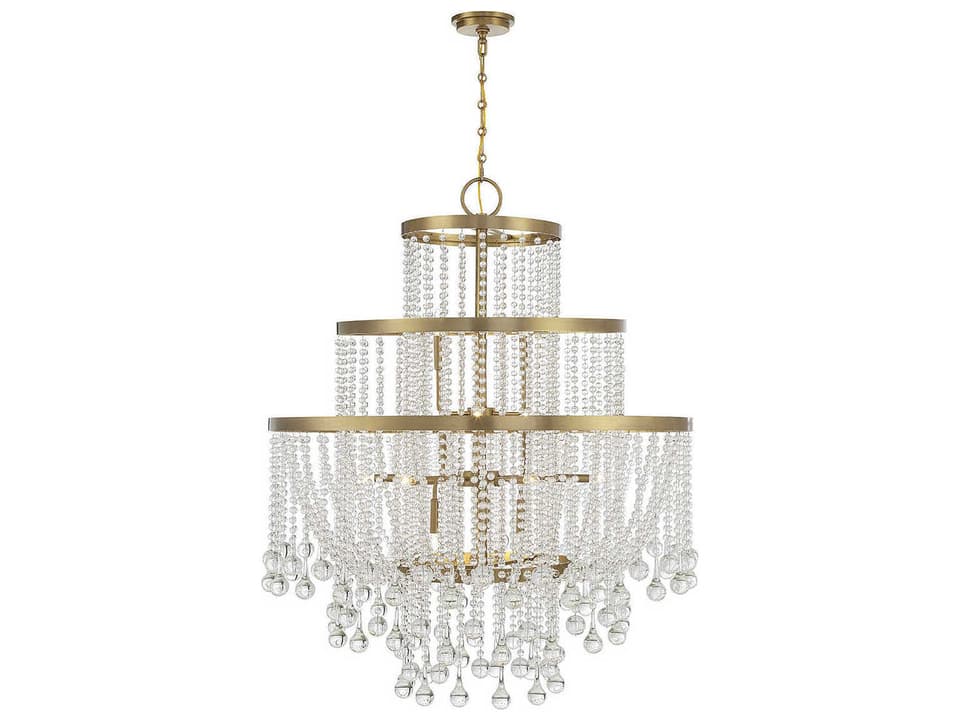 Luna 15-Light Crystal Chandelier in Warm Brass