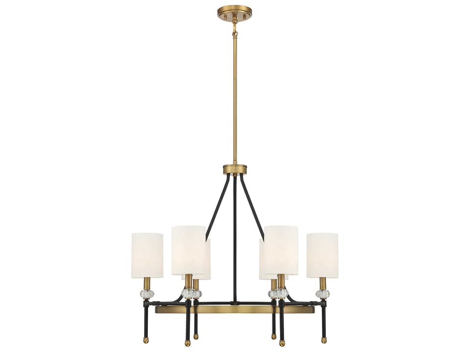 6-Light Tivoli Chandelier in Matte Black with Warm Brass Accents