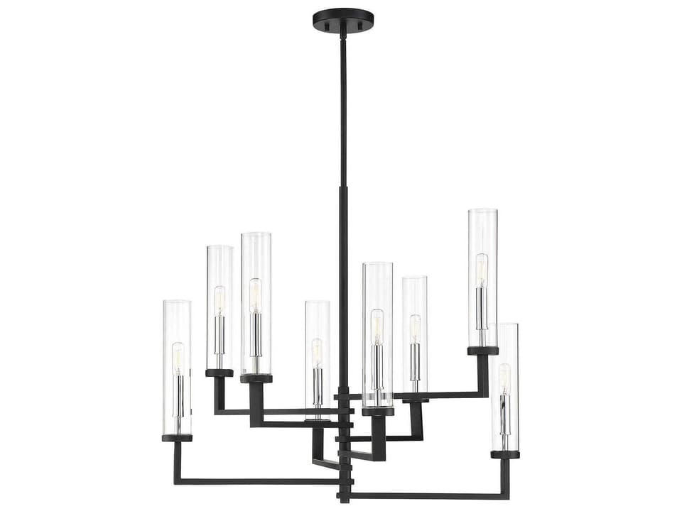 8-Light Folsom Chandelier in Matte Black with Polished Chrome Accents