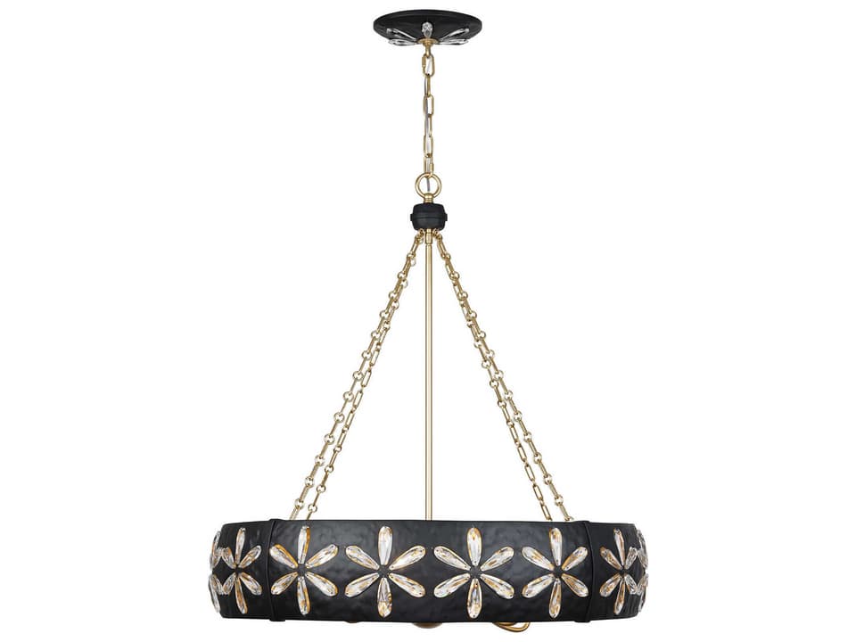 6-Light Venice Chandelier in Metropolis Black and Gold