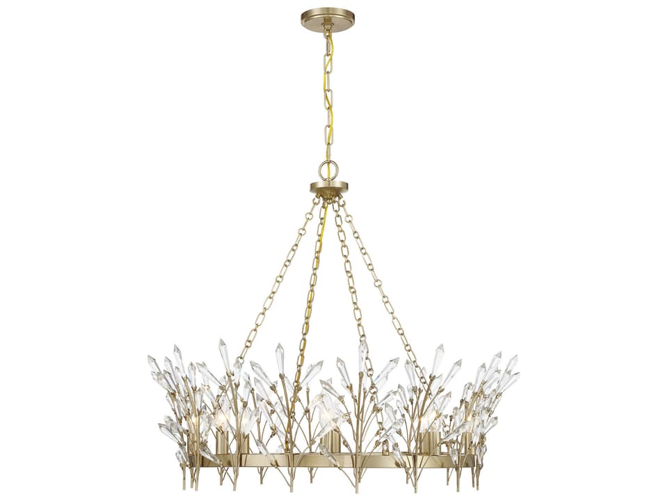 8-Light Orianna Chandelier with Clear Crystal in Noble Brass