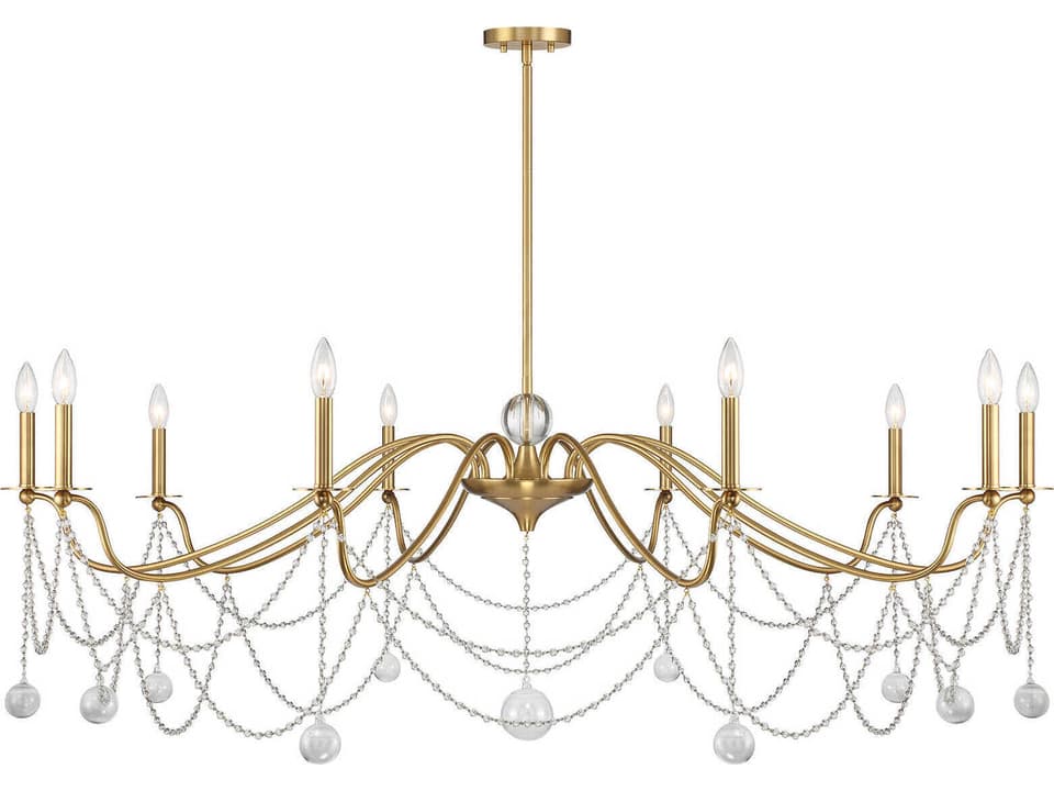 Mariposa 10-Light Chandelier with Crystal Drops in Warm Brass