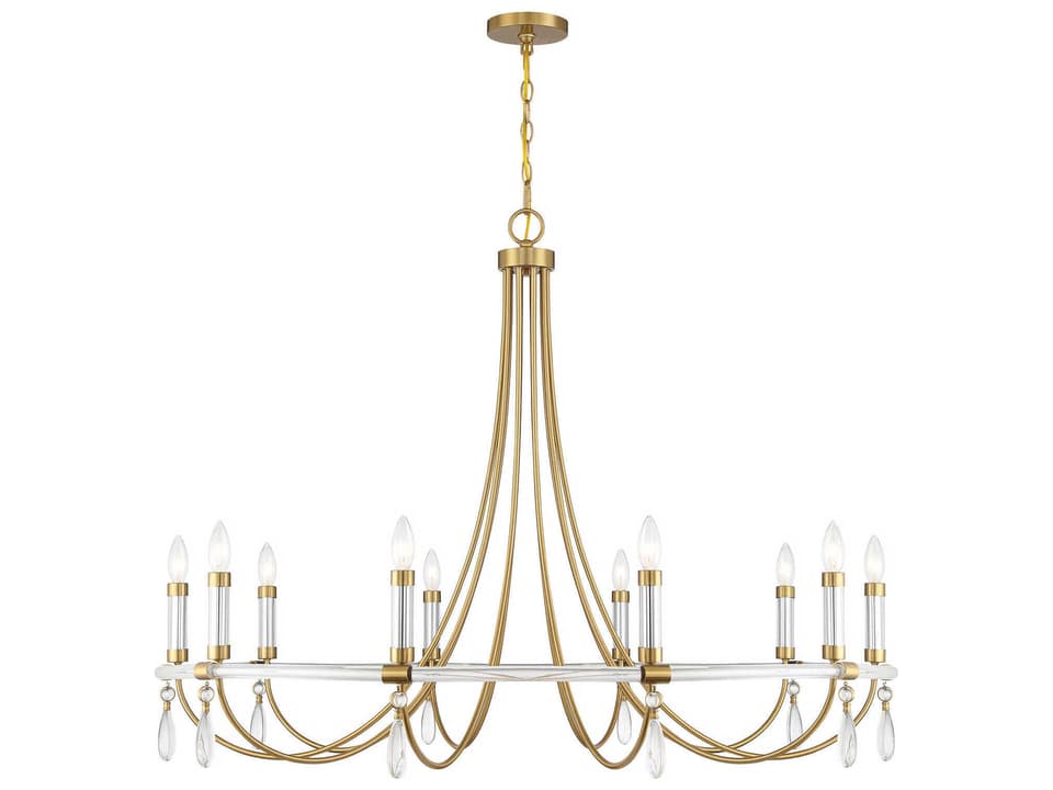 10-Light Mayfair Chandelier in Warm Brass and Chrome