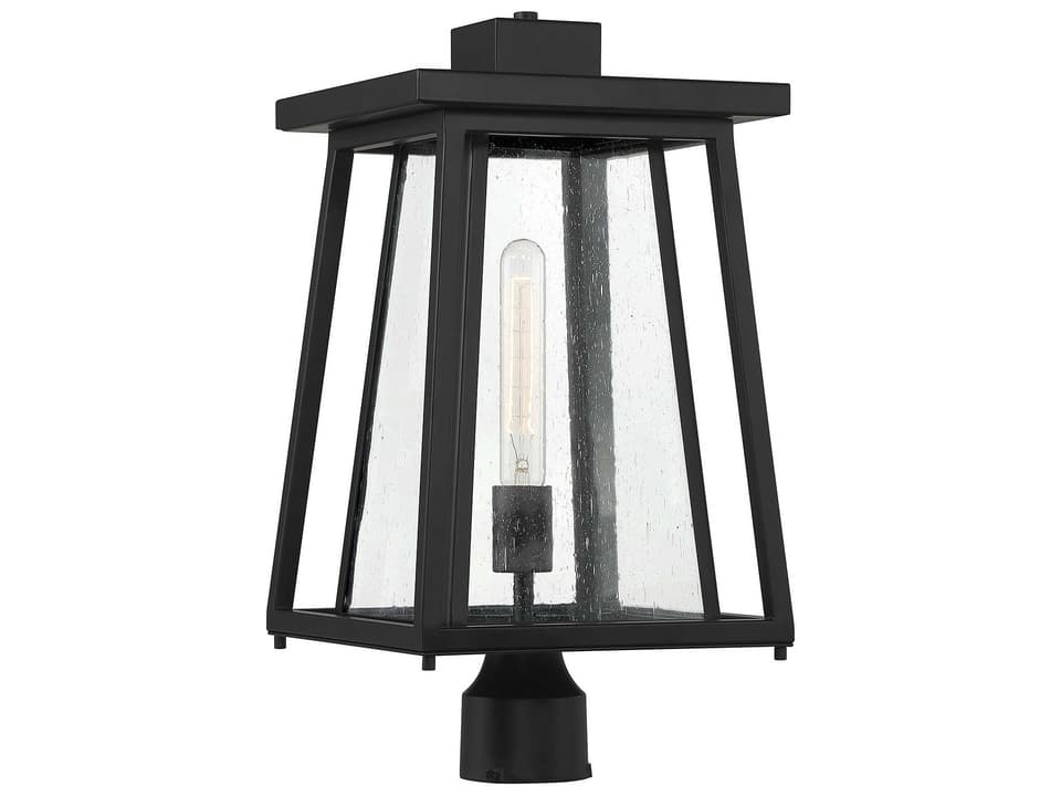 Denver 1-Light Outdoor Post Lantern in Matte Black with Clear Seedy Glass