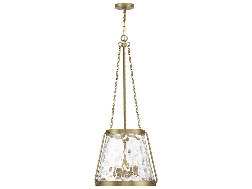 Crawford 4-Light Pendant Warm Brass with Clear Water Glass