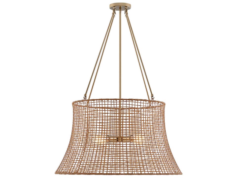 4-Light Longleaf Outdoor Chandelier in Burnished Brass