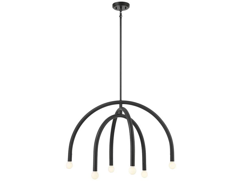 Meridian 6-Light Chandelier in Matte Black with Adjustable Arms