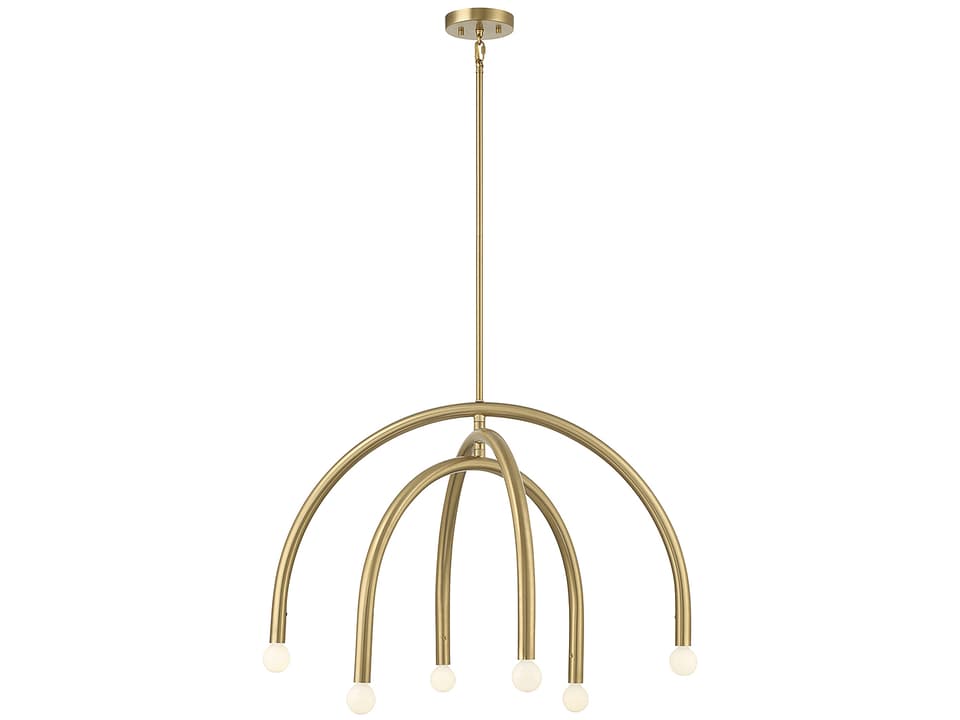 Meridian 6-Light Chandelier in Natural Brass