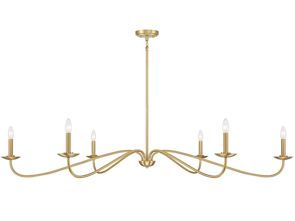Meridian 6-Light Chandelier in Natural Brass