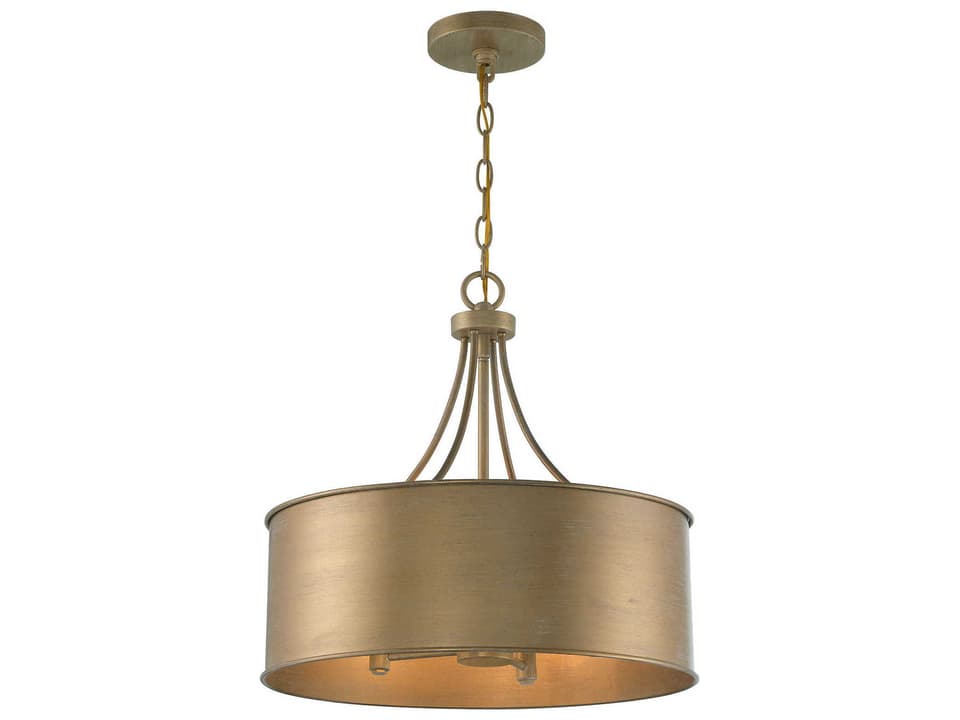 Meridian 4-Light Drum Pendant Light in Brushed Gold