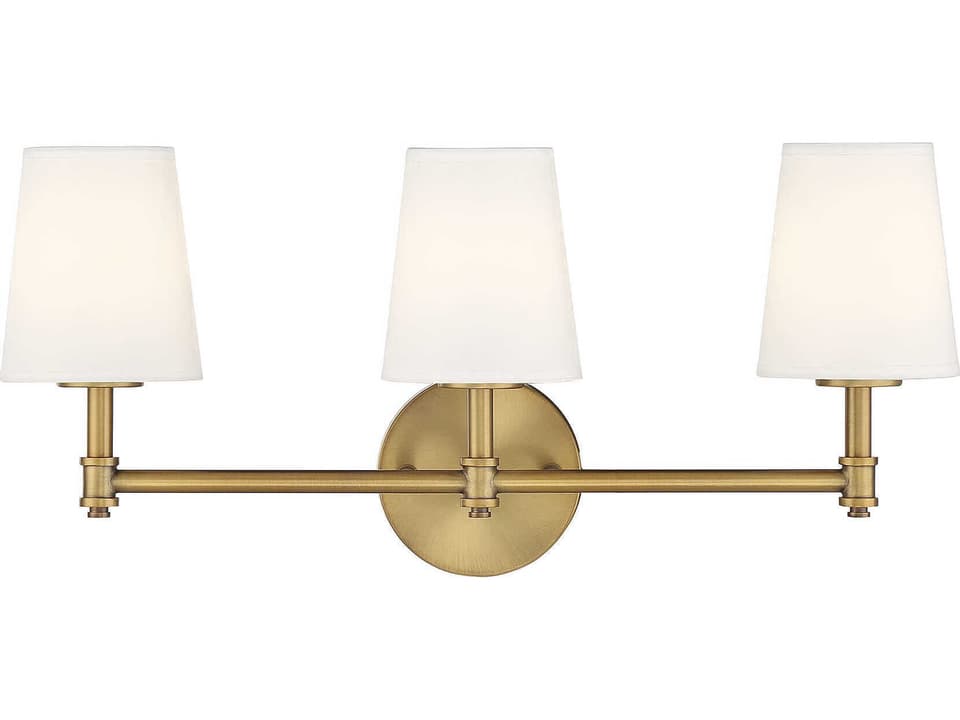 Meridian 3-Light Bathroom Vanity Light in Natural Brass