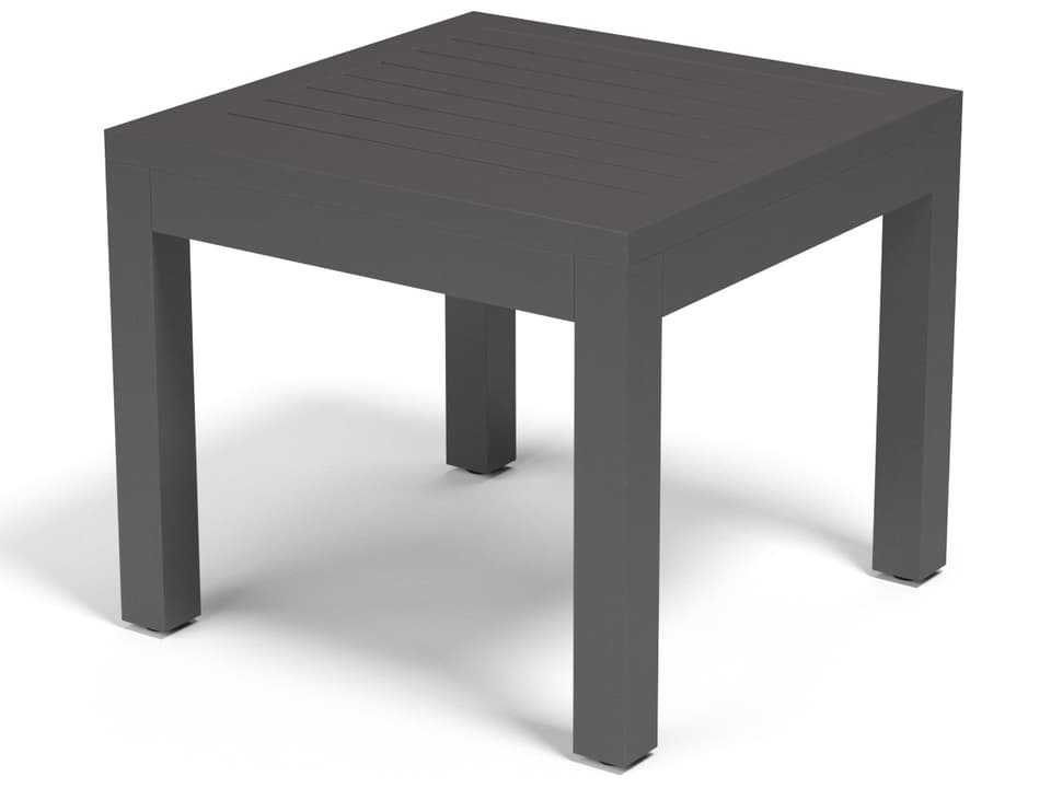 Vegas Square Outdoor End Table with Slate Top in Graphite