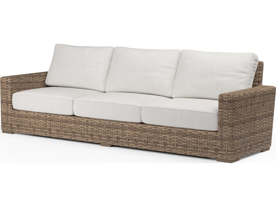 Havana Wicker Outdoor Patio Sofa in Canvas Flax