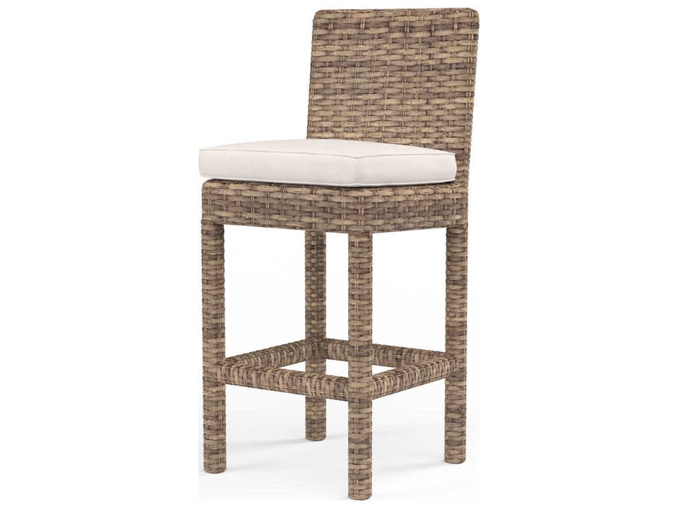 Havana Tobacco Wicker Cushion Counter Stool with Sunbrella Fabric