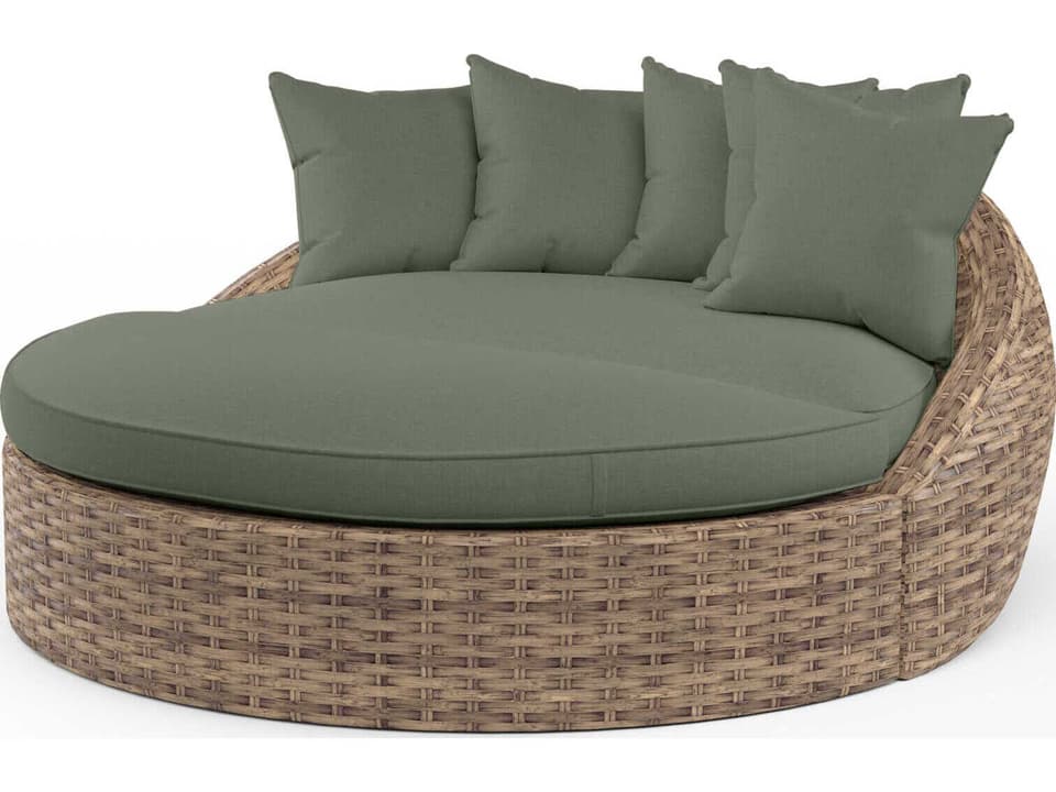 Havana Tobacco Wicker Cushion Lounge Bed
