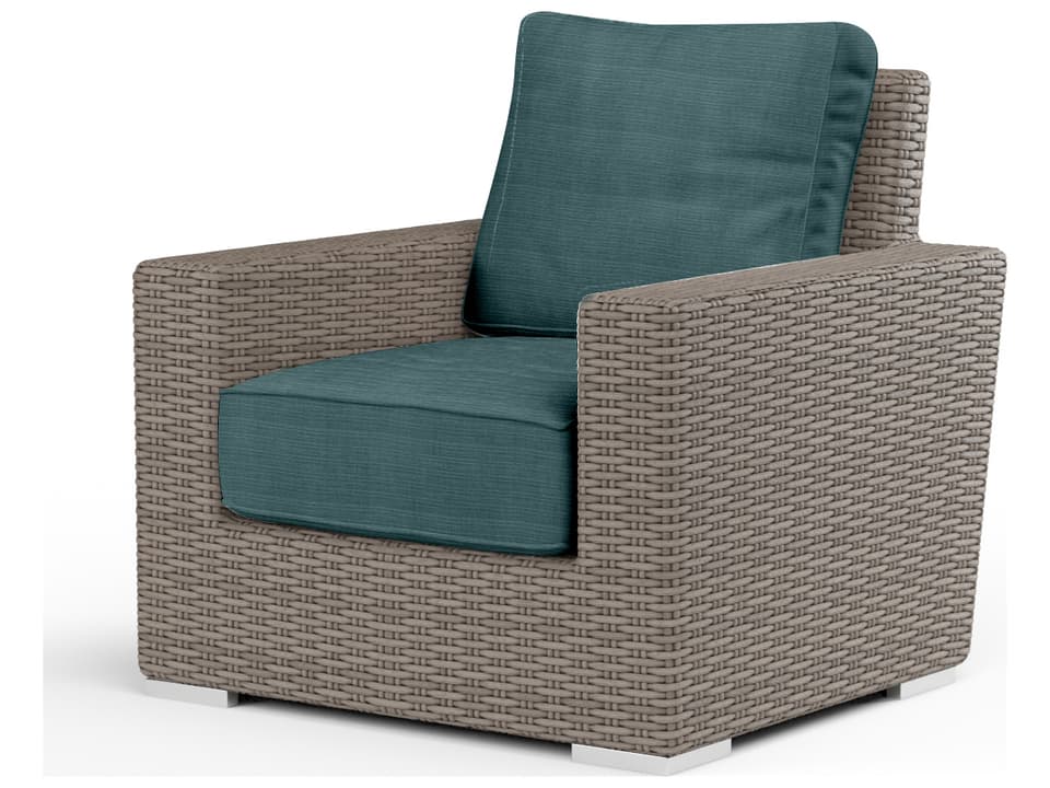 Coronado Wicker Club Chair with Sunbrella Cushions in Driftwood