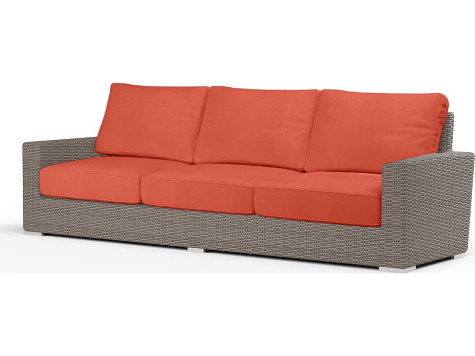 Coronado Wicker Patio Sofa with Sunbrella Cushions in Driftwood