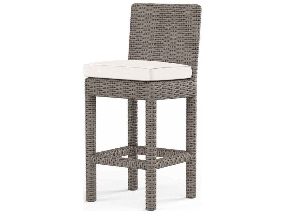 Coronado Driftwood Wicker Cushion Counter Stool with Sunbrella Fabric