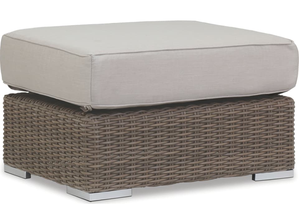 Coronado Driftwood Wicker Ottoman with Sunbrella Cushion