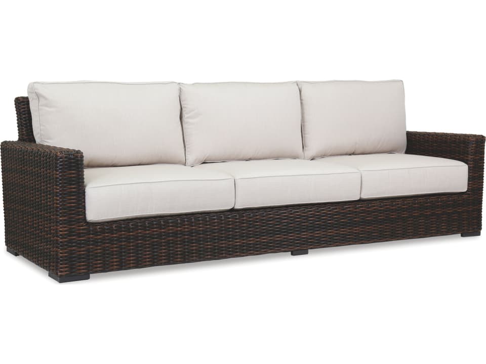Montecito Wicker Outdoor Sofa with Sunbrella Canvas Flax Cushions