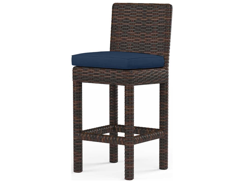 Montecito Cognac Wicker Counter Stool with Sunbrella Cushion