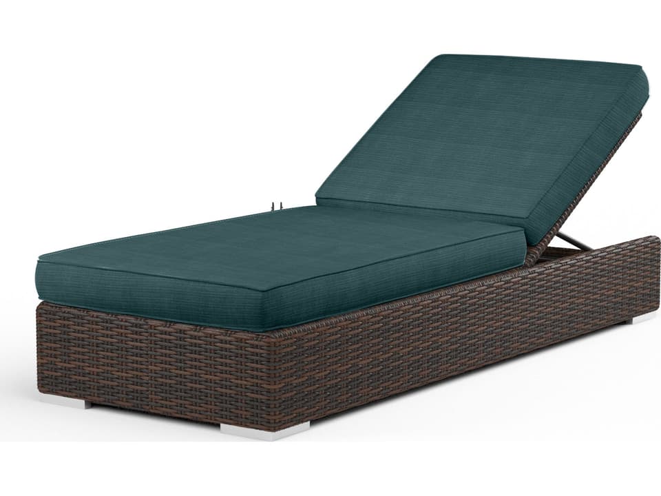 Montecito Wicker Adjustable Patio Chaise with Sunbrella Cushion in Cognac