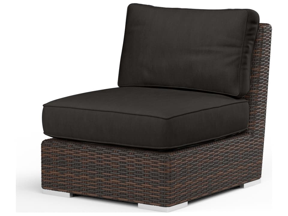 Montecito Armless Outdoor Club Chair with Sunbrella Cushions in Cognac