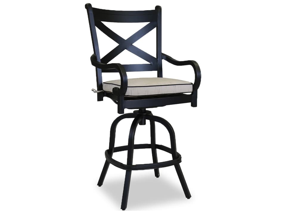 Monterey Outdoor Aluminum Bar Stool with Sunbrella Frequency Sand Cushion