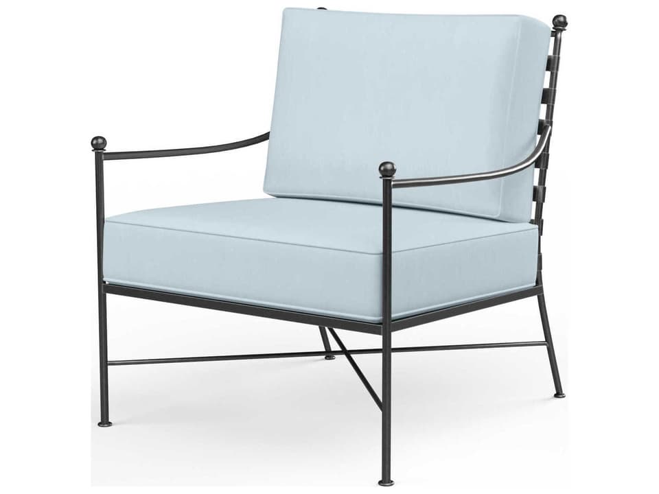 Provence Wrought Iron Cushion Lounge Chair in Century Pewter