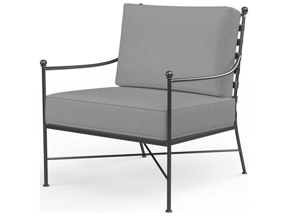 Provence Wrought Iron Cushion Lounge Chair in Century Pewter
