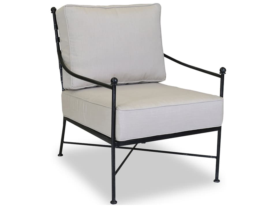 Provence Wrought Iron Club Chair with Sunbrella Canvas Flax Cushions