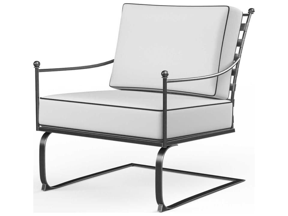 Provence Wrought Iron Cushion Lounge Chair in Century Pewter