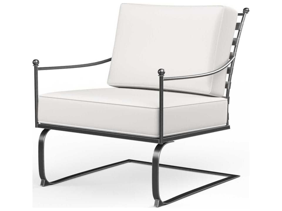 Provence Wrought Iron Rocking Lounge Chair with Sunbrella Canvas Flax