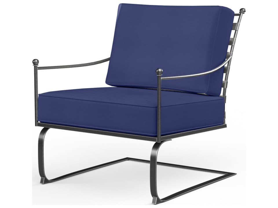 Provence Wrought Iron Spring Patio Club Chair in Century Pewter