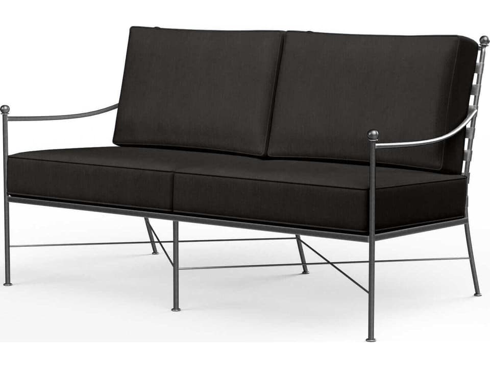 Provence Outdoor Wrought Iron Loveseat in Century Pewter