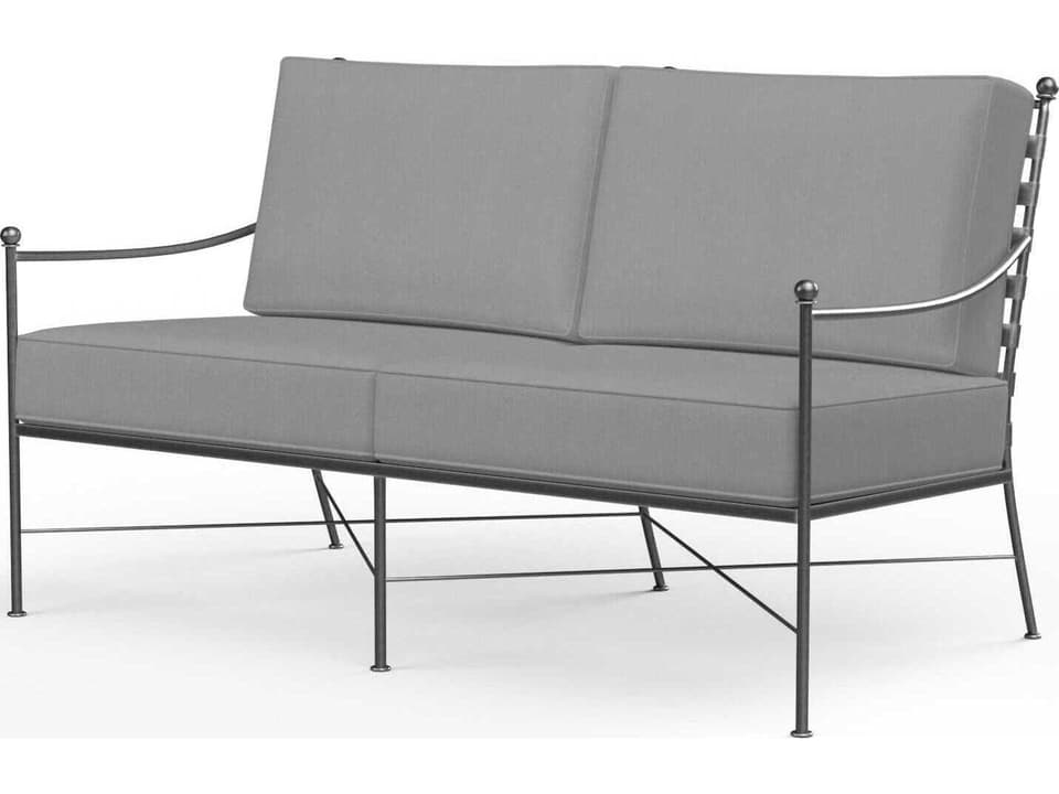 Provence Wrought Iron Outdoor Loveseat in Century Pewter