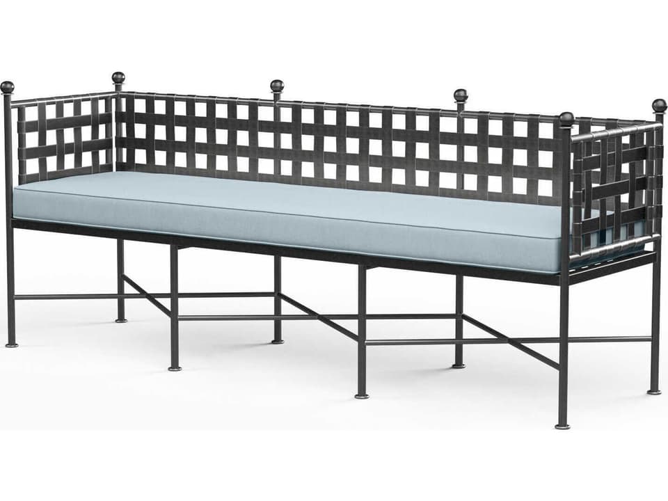 Provence Wrought Iron Cushion Bench in Century Pewter