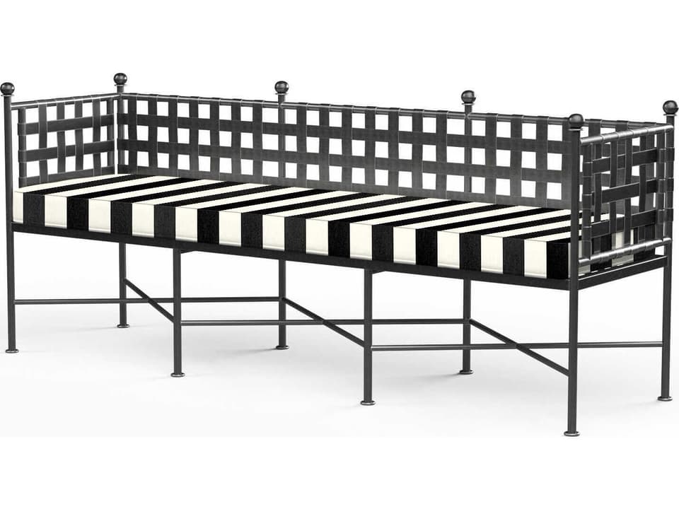 Provence Wrought Iron Outdoor Cushion Bench in Century Pewter