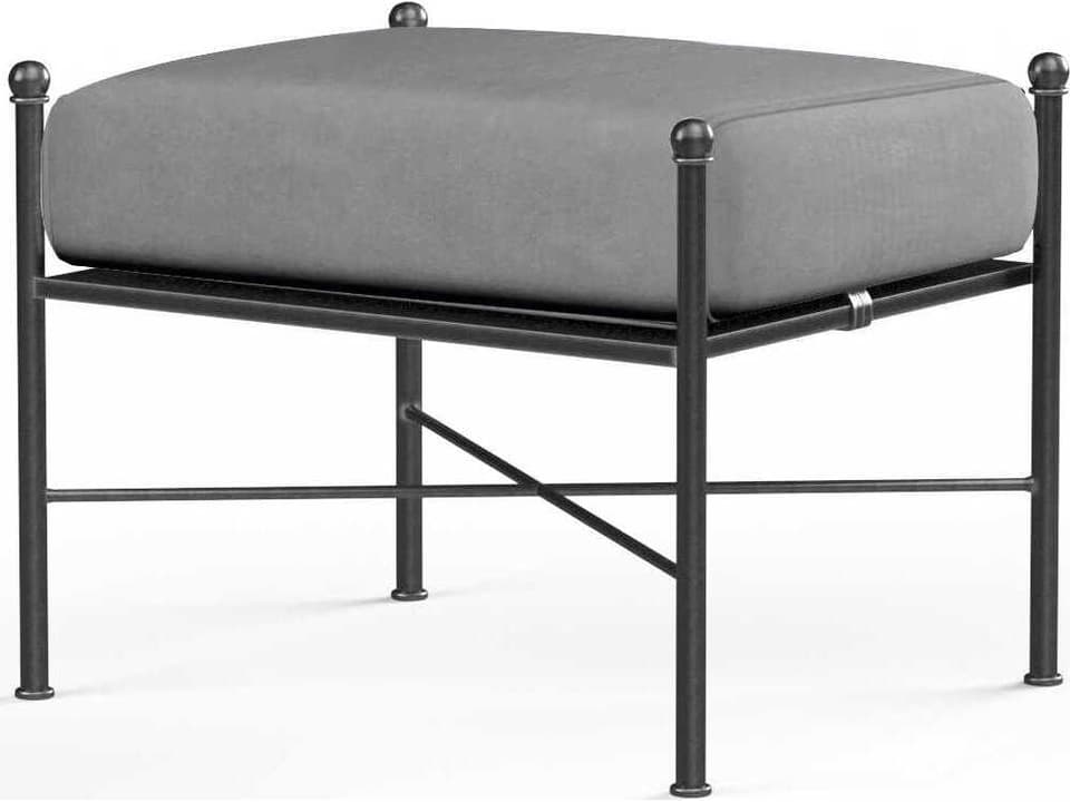 Provence Wrought Iron Cushion Ottoman in Century Pewter