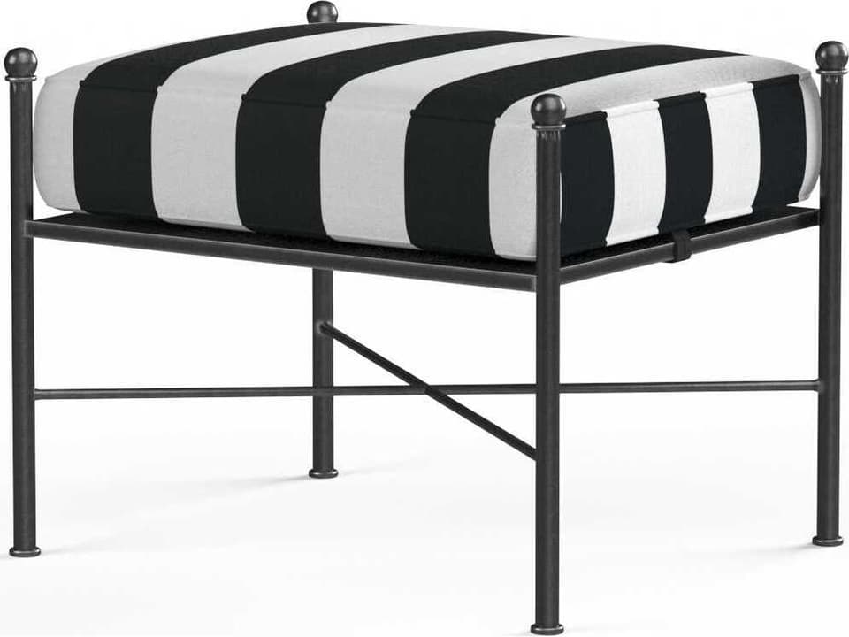 Provence Wrought Iron Ottoman with Sunbrella Cushion in Century Pewter