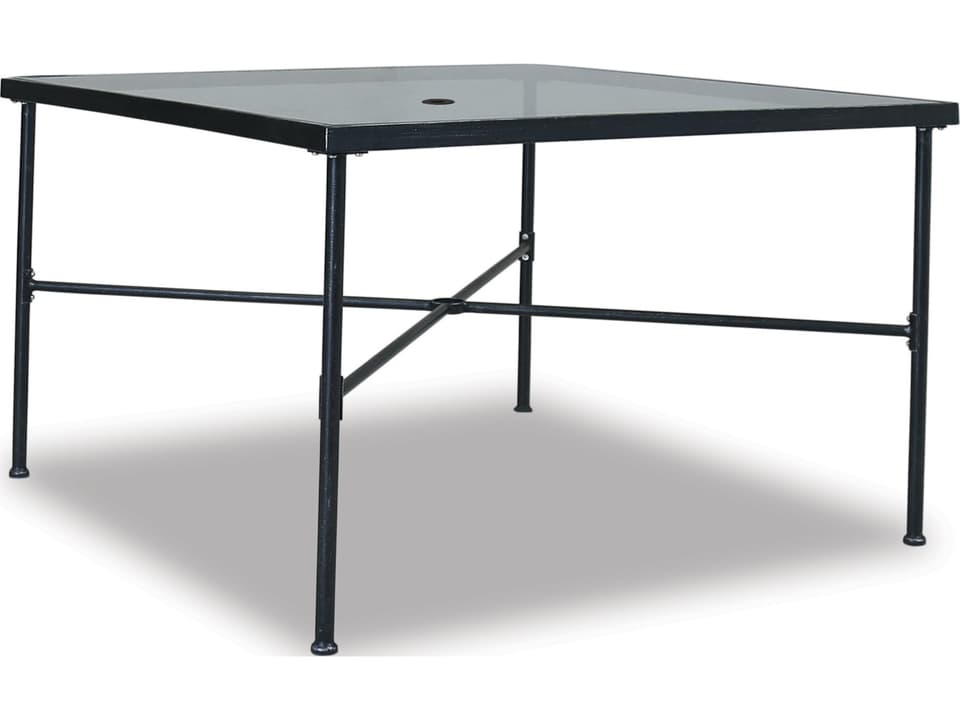 Provence Wrought Iron Square Glass Top Outdoor Dining Table