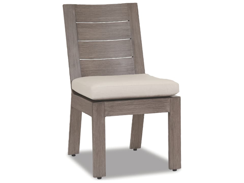 Laguna Armless Aluminum Outdoor Patio Dining Chair in Canvas Flax