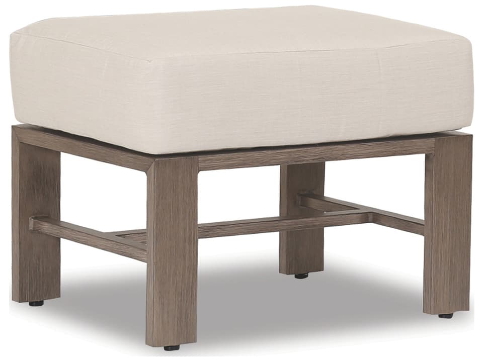 Laguna Aluminum Ottoman with Sunbrella Canvas Flax Cushion