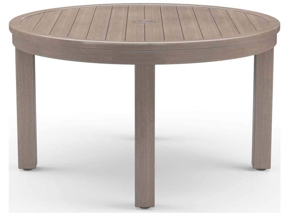 Laguna 50-Inch Round Dining Table with Umbrella Hole in Driftwood