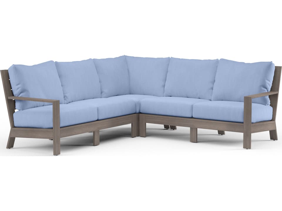 Laguna 3-Piece Modular Aluminum Sectional in Hand-Brushed Driftwood Finish