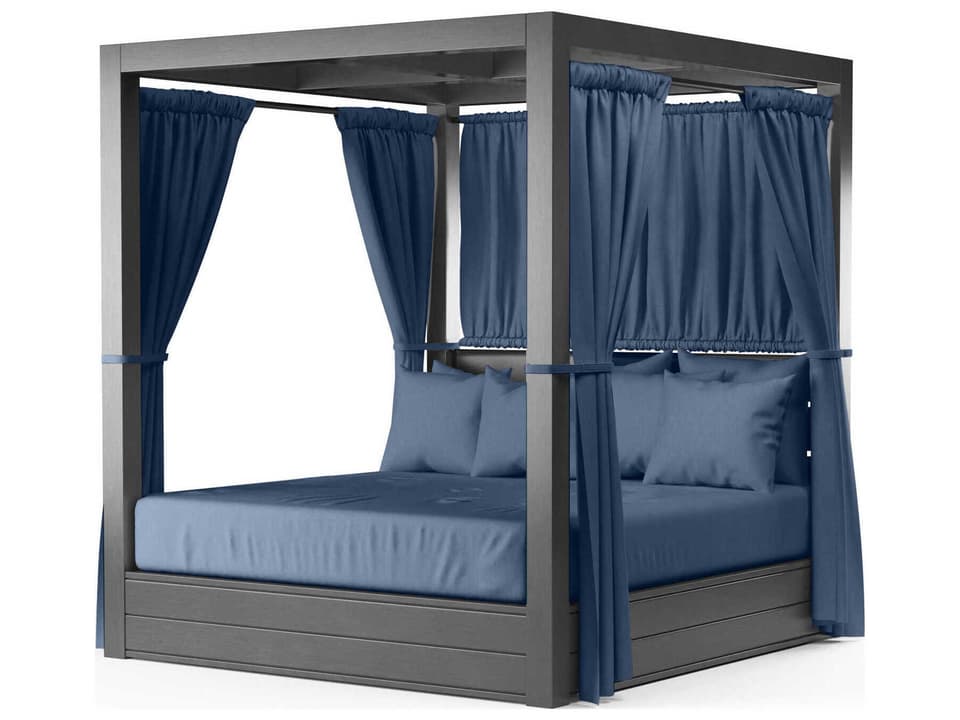 Redondo King Aluminum Lounge Bed with Sunbrella Spectrum Indigo Cushions
