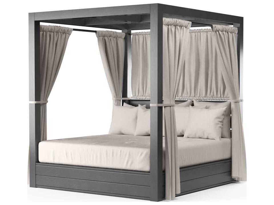 Redondo Outdoor Resort King Daybed in Slate with Sunbrella Cast Silver Cushions