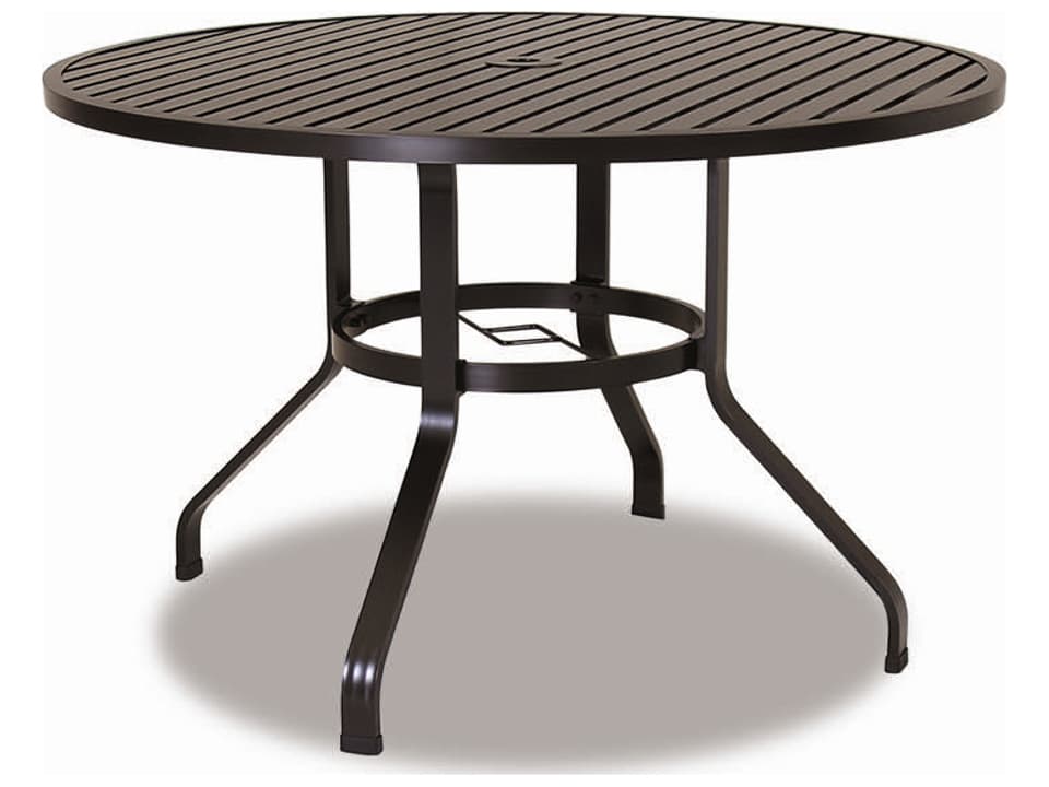 La Jolla 48 Inch Round Aluminum Outdoor Dining Table in Espresso
